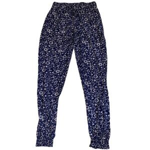💜 Bohemian Blue Floral Harem Pants - M/L